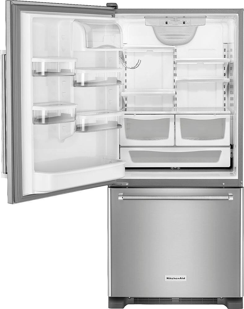 Alt View 2. KitchenAid - 19 Cu. Ft. Bottom-Freezer Refrigerator with Produce Preserver - Stainless Steel.