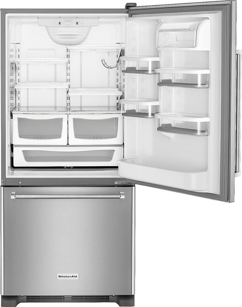 Alt View 2. KitchenAid - 19 Cu. Ft. Bottom-Freezer Refrigerator with Produce Preserver - Stainless Steel.