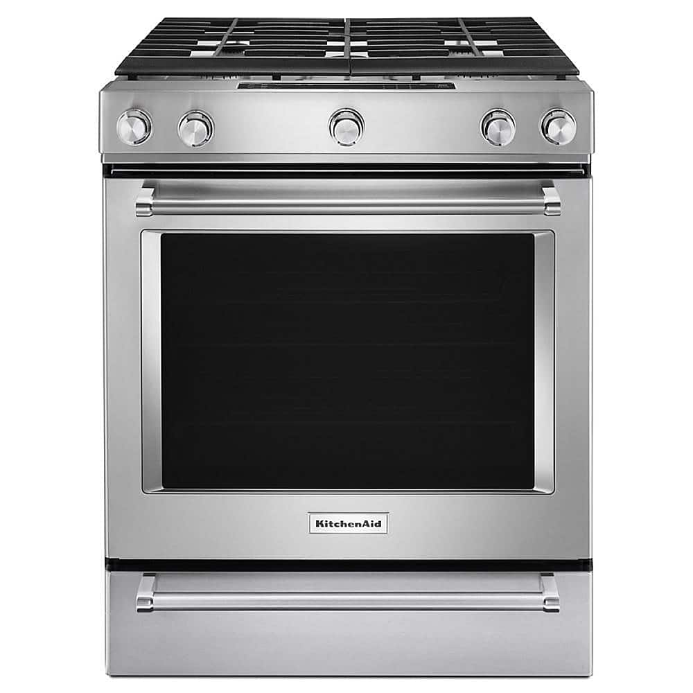 KitchenAid - 6.5 Cu. Ft. Self-Cleaning Slide-In Gas Convection Range - Stainless Steel - Front_Zoom