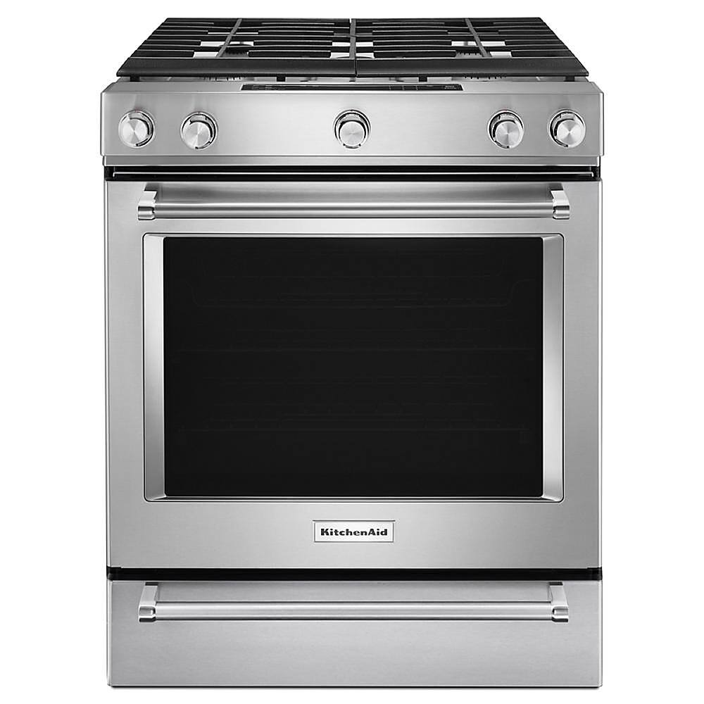 Front. KitchenAid - 6.5 Cu. Ft. Self-Cleaning Slide-In Gas Convection Range - Stainless steel.