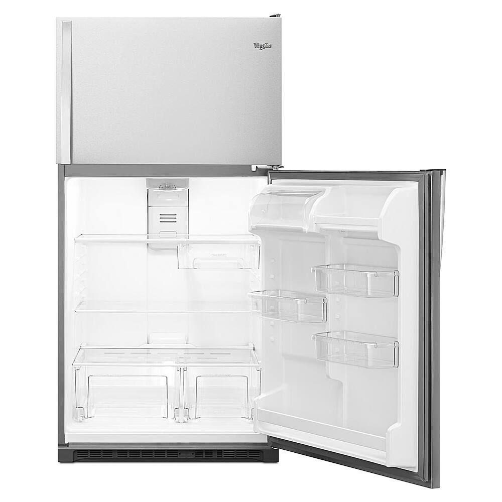 Angle. Whirlpool - 20.5 Cu. Ft. Top-Freezer Refrigerator - Monochromatic Stainless Steel.