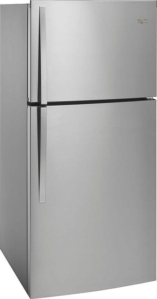 Angle. Whirlpool - 19.3 Cu. Ft. Top-Freezer Refrigerator - Monochromatic Stainless Steel.