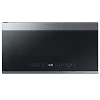 Samsung - OPEN BOX Bespoke 2.1 Cu. Ft. Over-the-Range Microwave with Sensor Cooking and Edge to Edge Glass Display - Stainless Steel - Front_Zoom