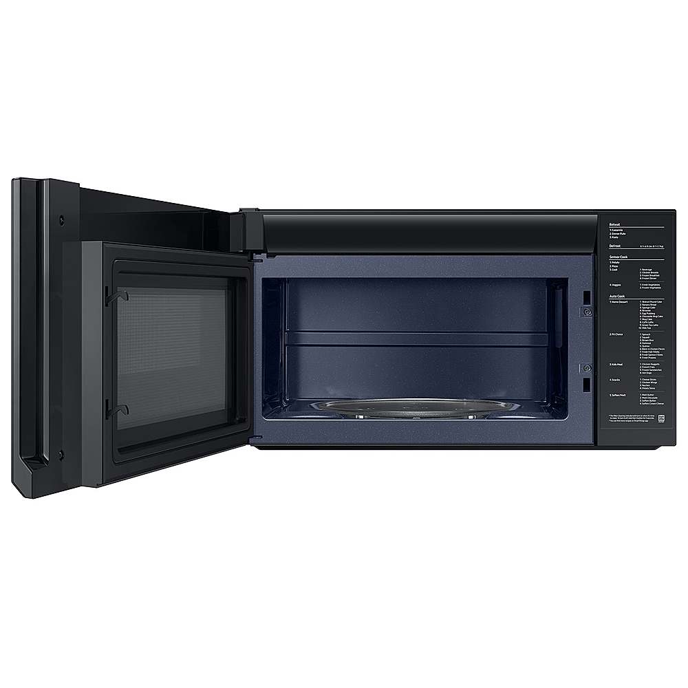 Alt View 11. Samsung - OPEN BOX 2.1 Cu. Ft. Over-the-Range Microwave with Sensor Cooking and Wi-Fi Connectivity - Matte Black Steel.