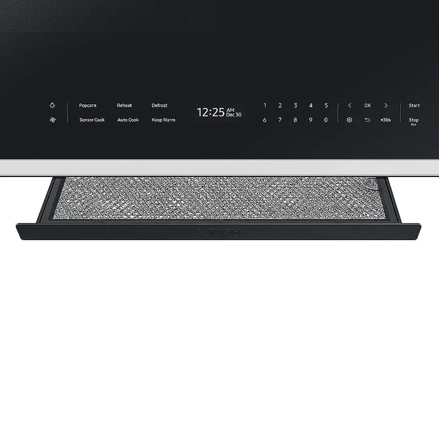 Alt View 16. Samsung - OPEN BOX Bespoke 2.1 Cu. Ft. Over-the-Range Microwave with Sensor Cooking and Auto Dimming Glass Touch Controls - White Glass.