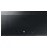 Samsung - OPEN BOX Bespoke 2.1 Cu. Ft. Over-the-Range Microwave with Sensor Cooking and Edge to Edge Glass Display - Matte Black Steel - Front_Zoom