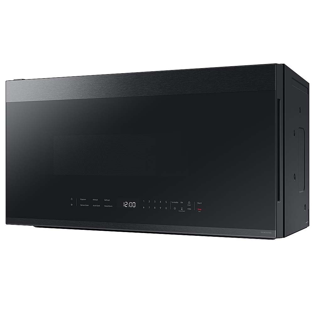 Alt View 11. Samsung - OPEN BOX Bespoke 2.1 Cu. Ft. Over-the-Range Microwave with Sensor Cooking and Edge to Edge Glass Display - Matte Black Steel.