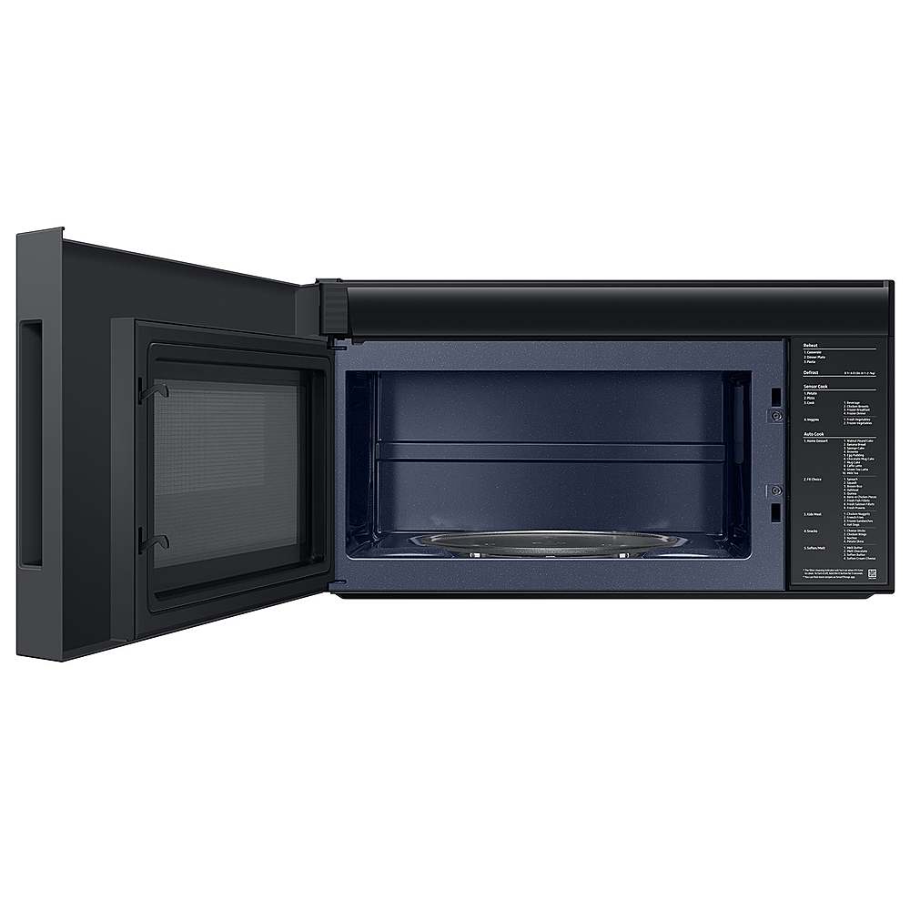 Alt View 12. Samsung - OPEN BOX Bespoke 2.1 Cu. Ft. Over-the-Range Microwave with Sensor Cooking and Edge to Edge Glass Display - Matte Black Steel.