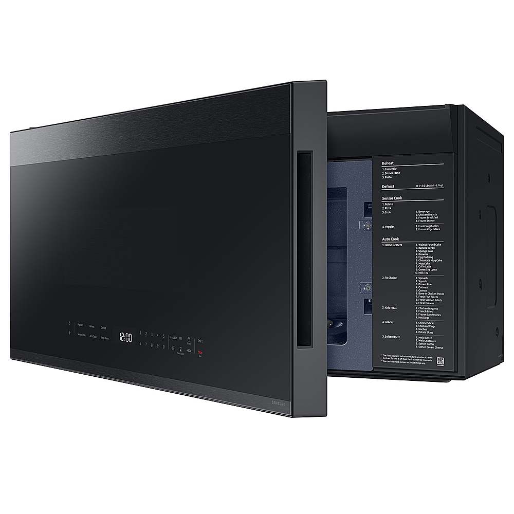 Alt View 13. Samsung - OPEN BOX Bespoke 2.1 Cu. Ft. Over-the-Range Microwave with Sensor Cooking and Edge to Edge Glass Display - Matte Black Steel.