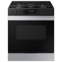 Samsung - OPEN BOX Bespoke 6.0 Cu. Ft. Slide-In Gas Range with Precision Knobs - Stainless Steel - Front_Zoom