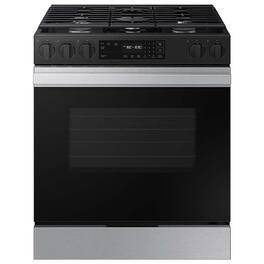 Samsung - OPEN BOX Bespoke 6.0 Cu. Ft. Slide-In Gas Range with Precision Knobs - Stainless Steel