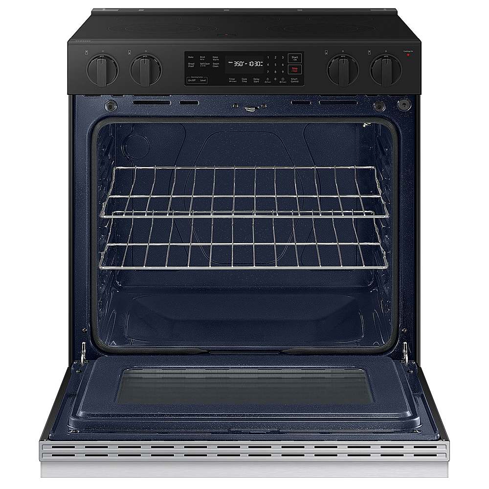 Alt View 14. Samsung - OPEN BOX Bespoke 6.3 Cu. Ft. Slide-In Electric Range with Precision Knobs - Stainless Steel.