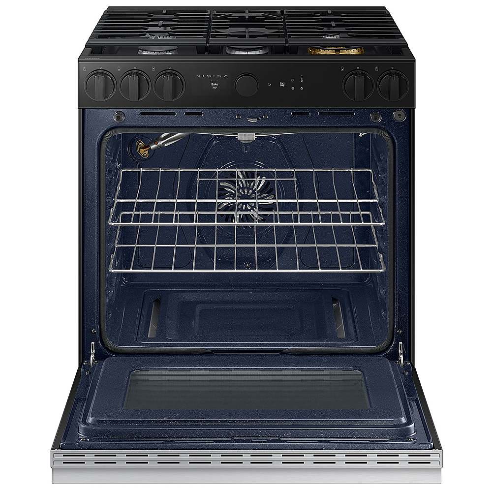 Alt View 14. Samsung - OPEN BOX Bespoke 6.0 Cu. Ft. Slide-In Gas Range with Smart Oven Camera - Stainless Steel.