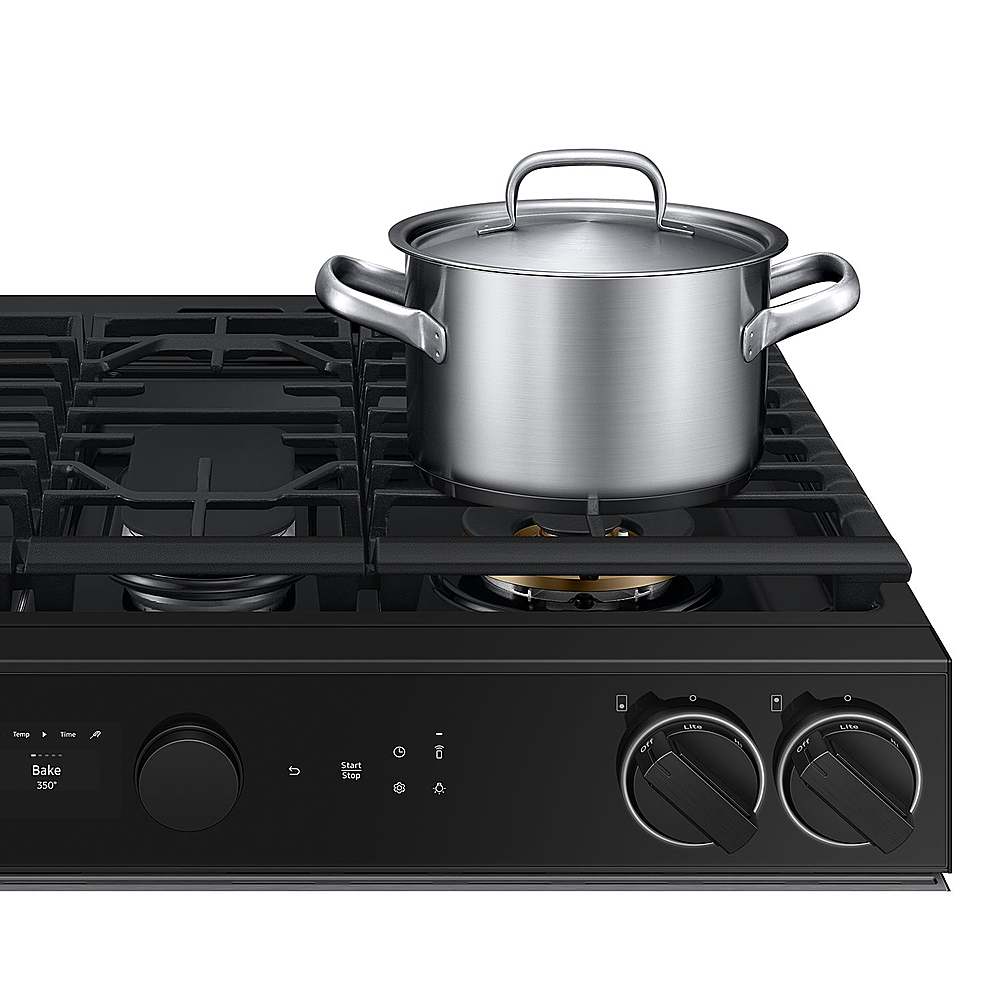 Alt View 18. Samsung - OPEN BOX Bespoke 6.0 Cu. Ft. Slide-In Gas Range with Smart Oven Camera - Stainless Steel.