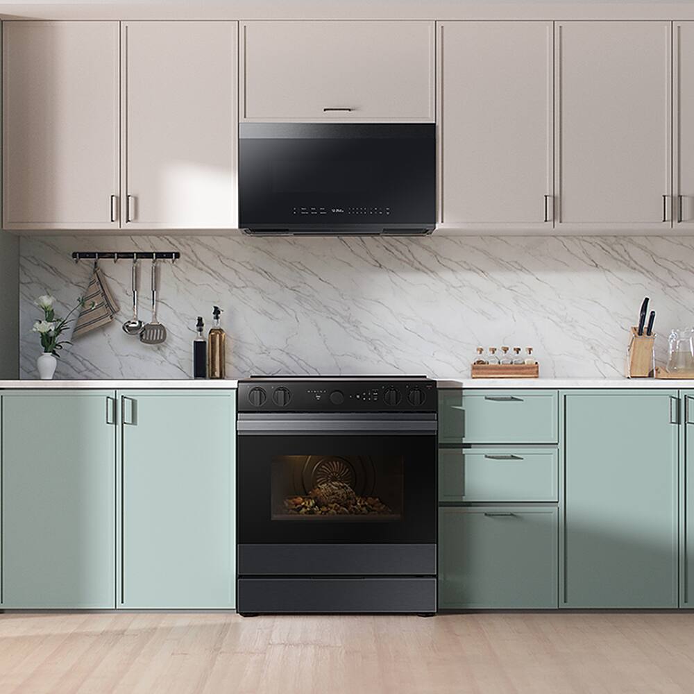 Alt View 11. Samsung - OPEN BOX Bespoke 6.3 Cu. Ft. Slide-In Electric Range with Air Sous Vide - Matte Black Steel.