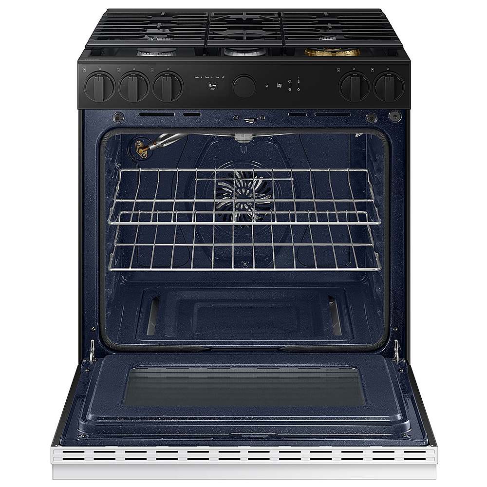 Alt View 15. Samsung - OPEN BOX Bespoke 6.0 Cu. Ft. Slide-In Gas Range with Smart Oven Camera - White Glass.