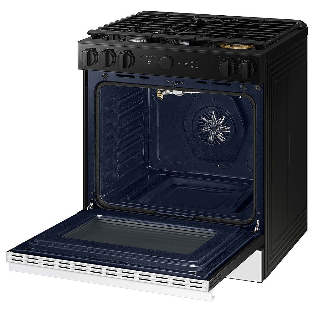 Alt View 17. Samsung - OPEN BOX Bespoke 6.0 Cu. Ft. Slide-In Gas Range with Smart Oven Camera - White Glass.