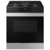 Samsung - OPEN BOX Bespoke 6.0 Cu. Ft. Slide-In Gas Range with Air Fry - Stainless Steel - Front_Zoom
