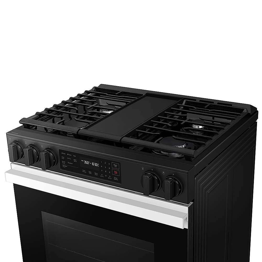 Alt View 16. Samsung - OPEN BOX Bespoke 6.0 Cu. Ft. Slide-In Gas Range with Air Fry - White Glass.