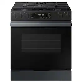Samsung - OPEN BOX Bespoke 6.0 Cu. Ft. Slide-In Gas Range with Precision Knobs - Matte Black Steel