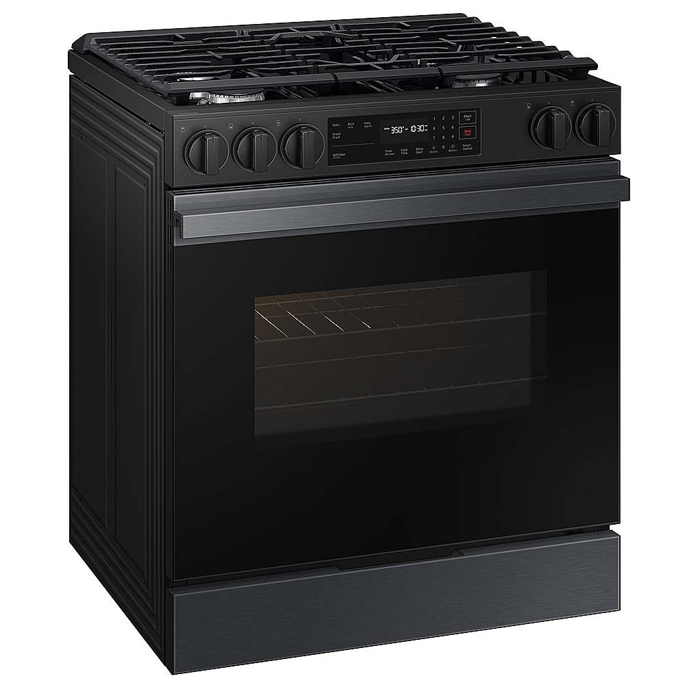 Alt View 11. Samsung - OPEN BOX Bespoke 6.0 Cu. Ft. Slide-In Gas Range with Precision Knobs - Matte Black Steel.