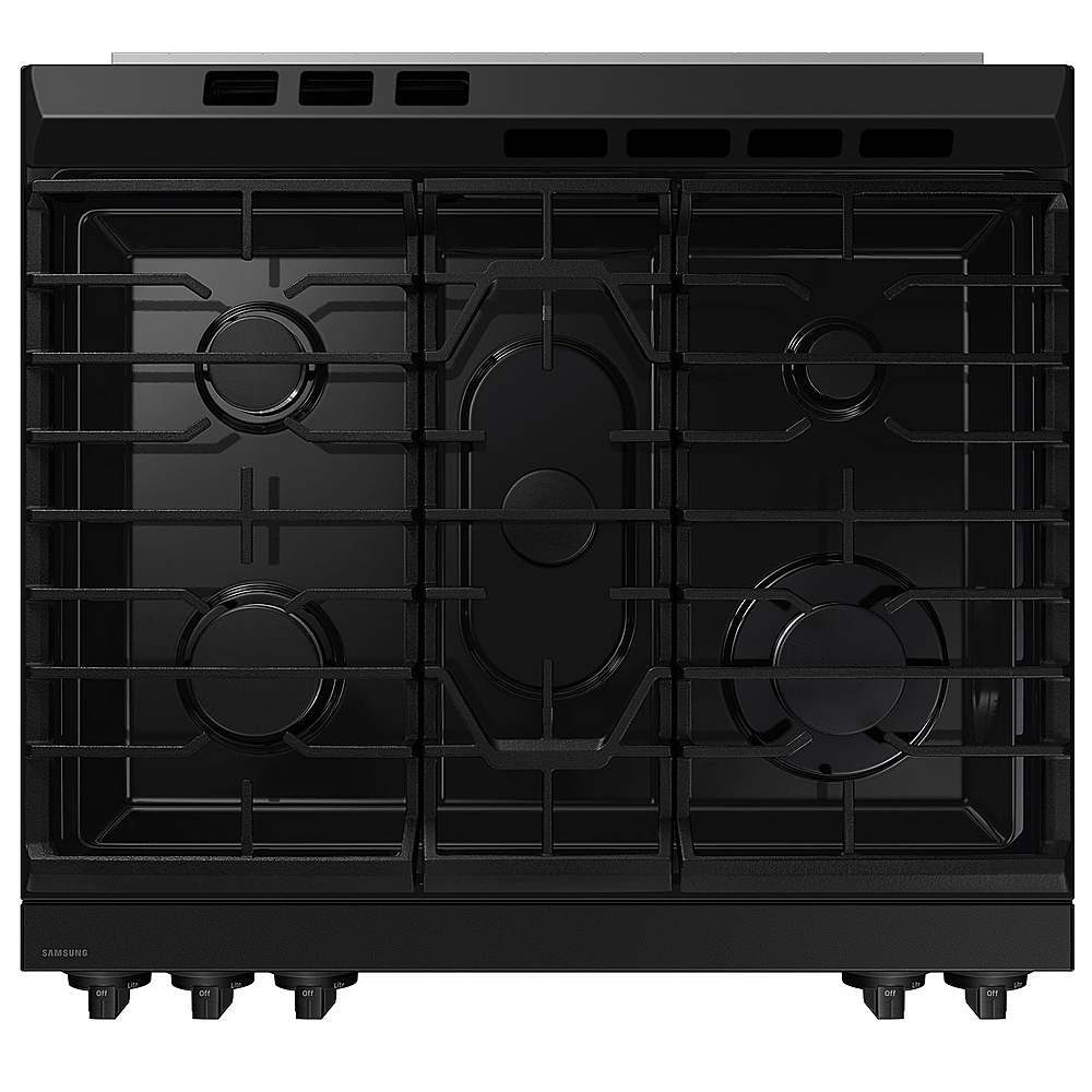 Alt View 18. Samsung - OPEN BOX Bespoke 6.0 Cu. Ft. Slide-In Gas Range with Precision Knobs - Matte Black Steel.