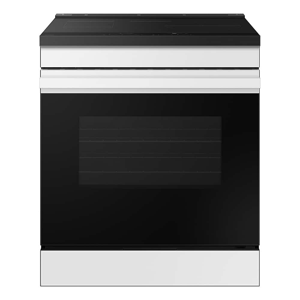 Samsung - OPEN BOX Bespoke 6.3 Cu. Ft. Slide-In Electric Induction Range with Air Fry - White Glass - Front_Zoom