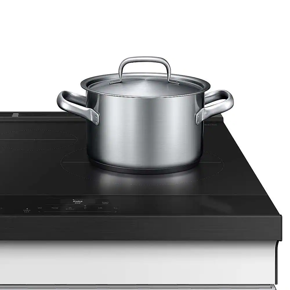 Alt View 17. Samsung - OPEN BOX Bespoke 6.3 Cu. Ft. Slide-In Electric Induction Range with Air Fry - White Glass.