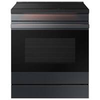 Samsung - OPEN BOX Bespoke 6.3 Cu. Ft. Slide-In Electric Induction Range with Ambient Edge Lighting - Matte Black Steel - Front_Zoom