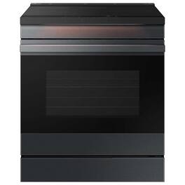 Samsung - OPEN BOX Bespoke 6.3 Cu. Ft. Slide-In Electric Induction Range with Ambient Edge Lighting - Matte Black Steel