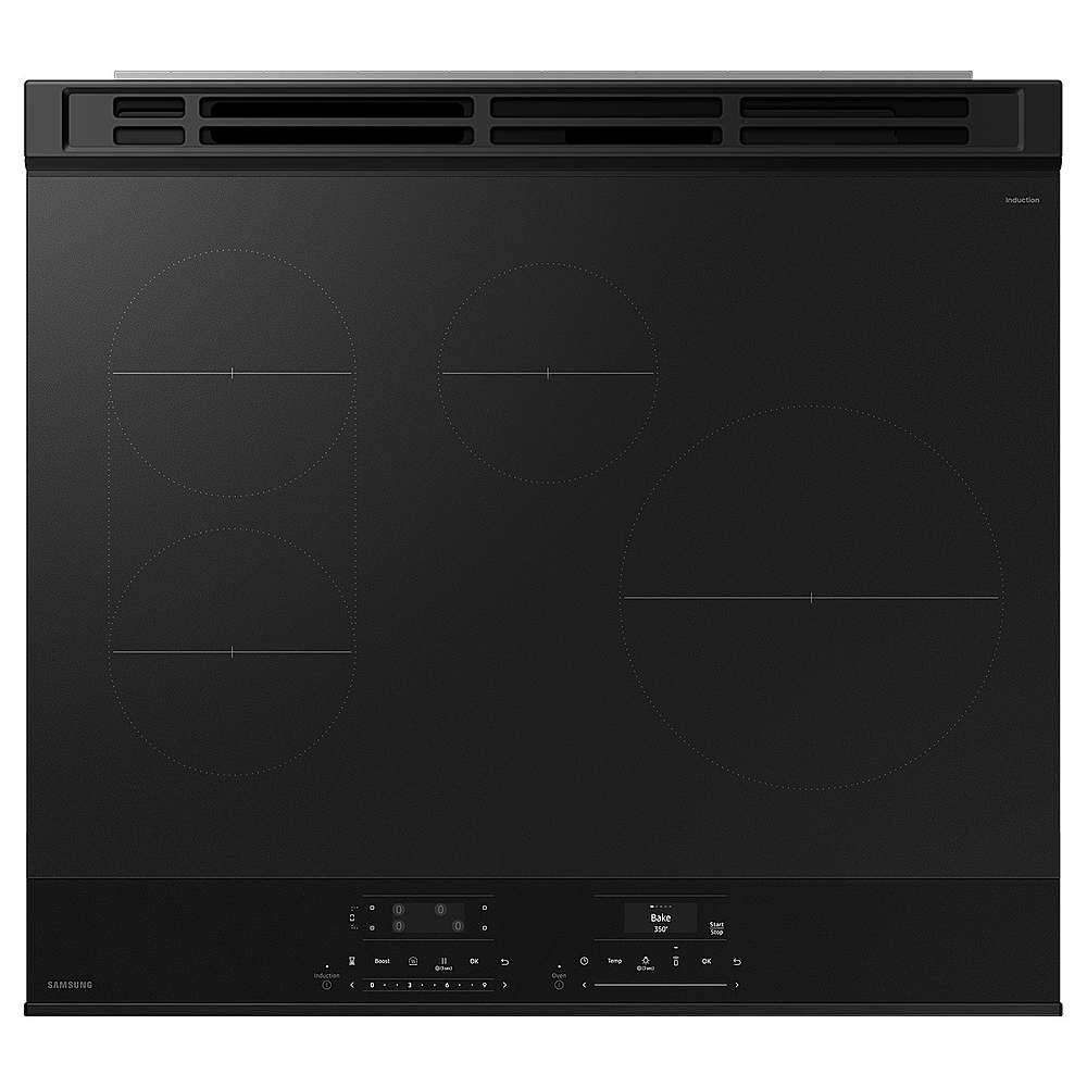 Alt View 18. Samsung - OPEN BOX Bespoke 6.3 Cu. Ft. Slide-In Electric Induction Range with Ambient Edge Lighting - Matte Black Steel.