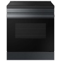 Samsung - OPEN BOX Bespoke 6.3 Cu. Ft. Slide-In Electric Induction Range with Anti-Scratch Glass Cooktop - Matte Black Steel - Front_Zoom