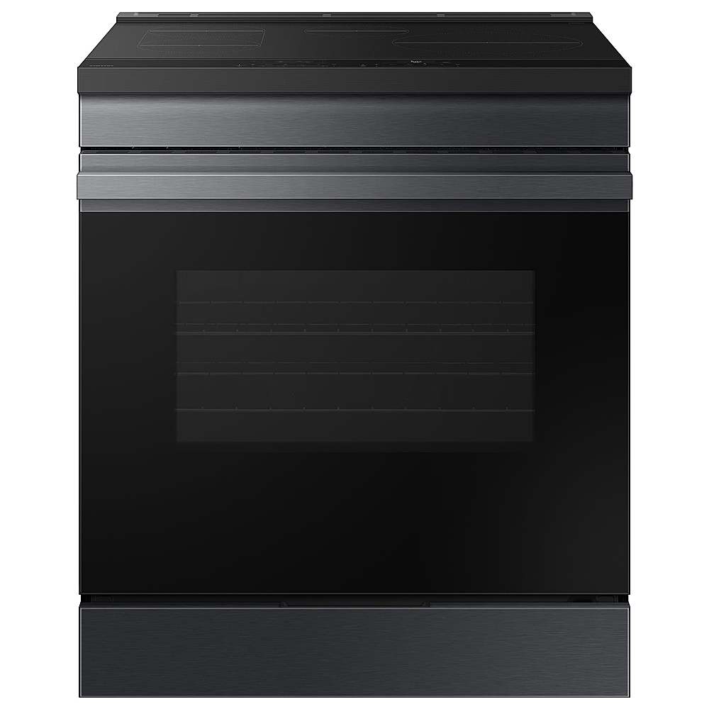 Front. Samsung - OPEN BOX Bespoke 6.3 Cu. Ft. Slide-In Electric Induction Range with Anti-Scratch Glass Cooktop - Matte Black Steel.