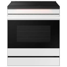 Samsung - OPEN BOX Bespoke 6.3 Cu. Ft. Slide-In Electric Induction Range with Ambient Edge Lighting - White Glass