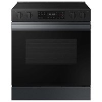 Samsung - OPEN BOX Bespoke 6.3 Cu. Ft. Slide-In Electric Range with Precision Knobs - Matte Black Steel - Front_Zoom