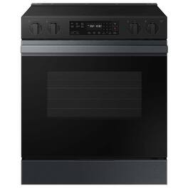Samsung - OPEN BOX Bespoke 6.3 Cu. Ft. Slide-In Electric Range with Precision Knobs - Matte Black Steel