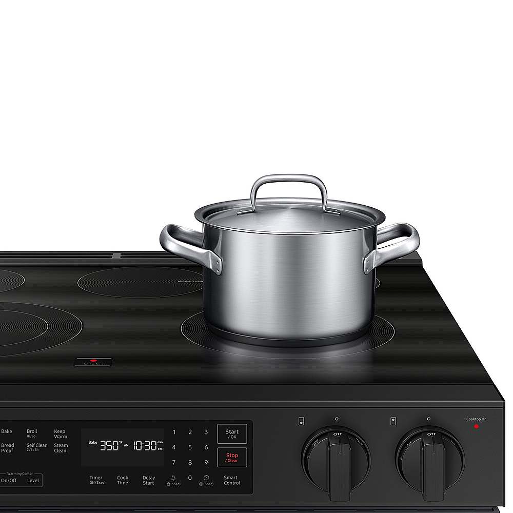 Alt View 18. Samsung - OPEN BOX Bespoke 6.3 Cu. Ft. Slide-In Electric Range with Precision Knobs - Matte Black Steel.