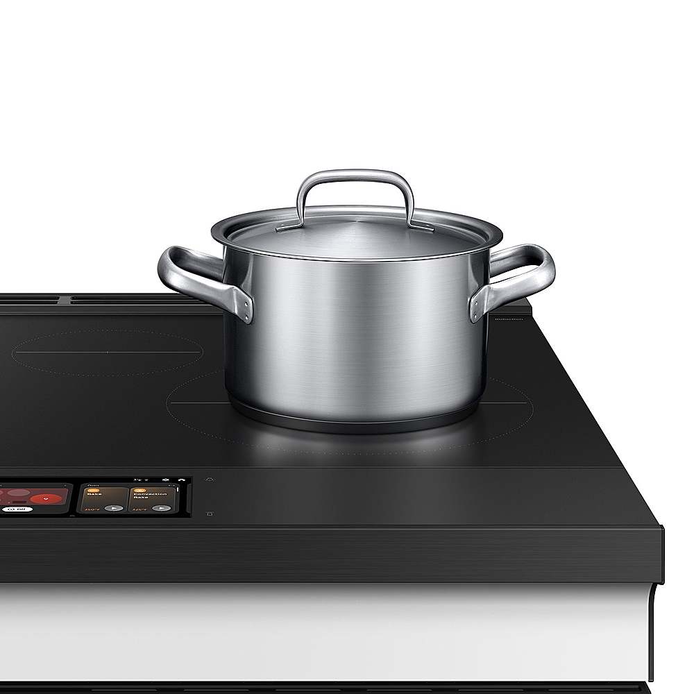 Alt View 17. Samsung - OPEN BOX Bespoke 6.3 Cu. Ft. Slide-In Electric Induction Range with AI Home Display - White Glass.