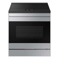 Samsung - OPEN BOX Bespoke 6.3 Cu. Ft. Slide-In Electric Induction Range with AI Home Display - Stainless Steel - Front_Zoom