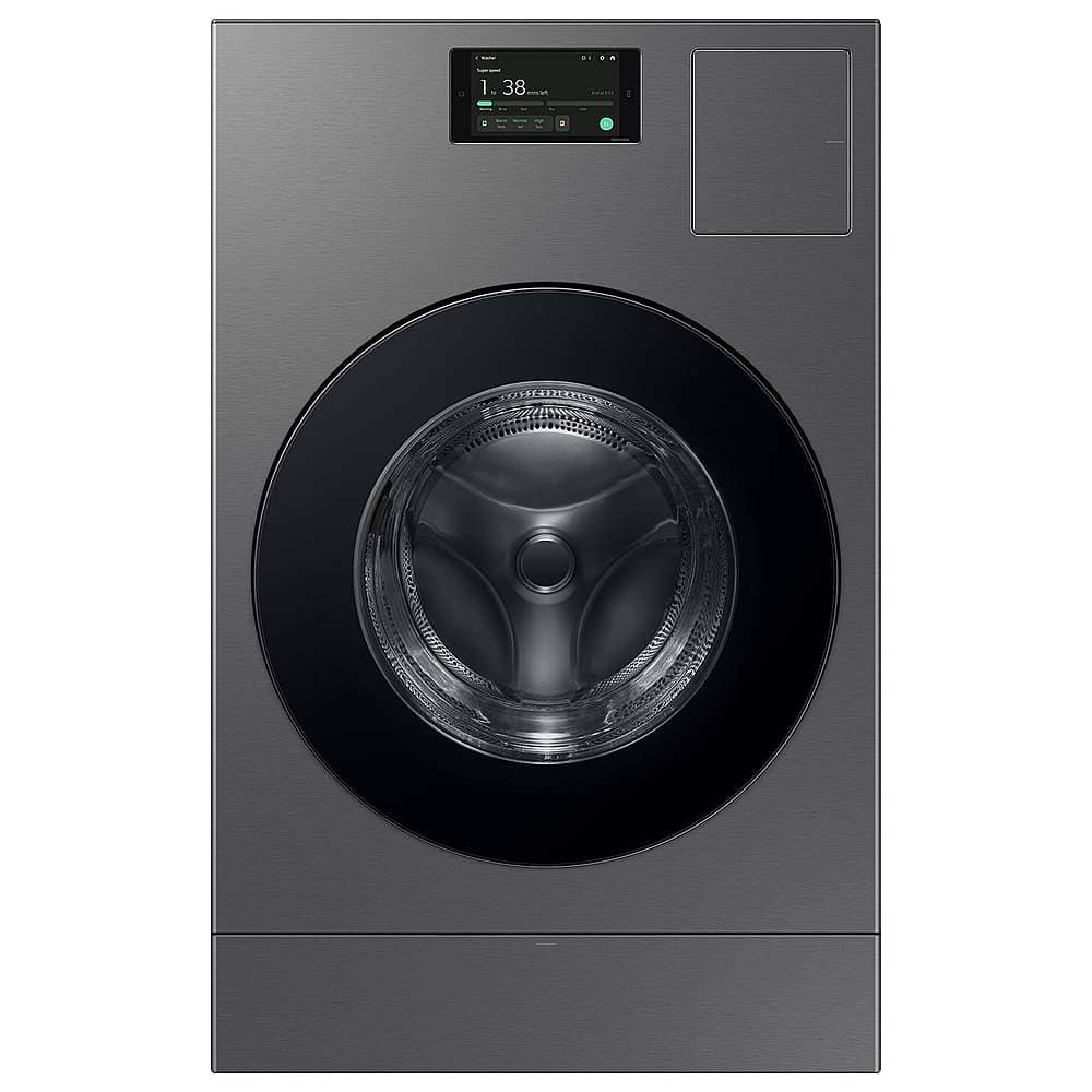 Samsung - OPEN BOX Bespoke AI 5.3 Cu. Ft. All-in-One Washer & Dryer Combo with Super Speed Wash and Ventless Heat Pump Dryer - Dark Steel - Front_Zoom