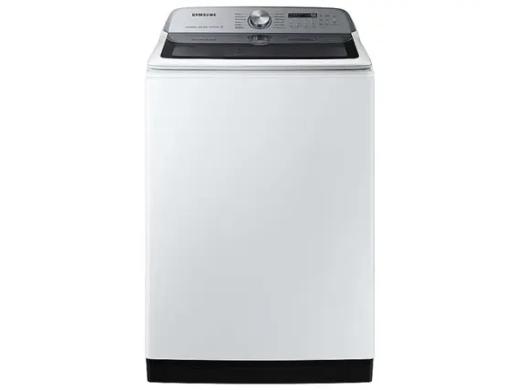 Front. Samsung - OPEN BOX 5.1 Cu. Ft. High-Efficiency Smart Top Load Washer with ActiveWave Agitator - White.