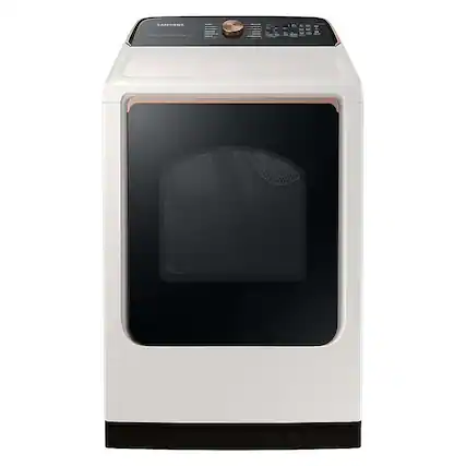Front. Samsung - OPEN BOX 7.4 Cu. Ft. Smart Gas Dryer with Steam and Sensor Dry - Ivory.