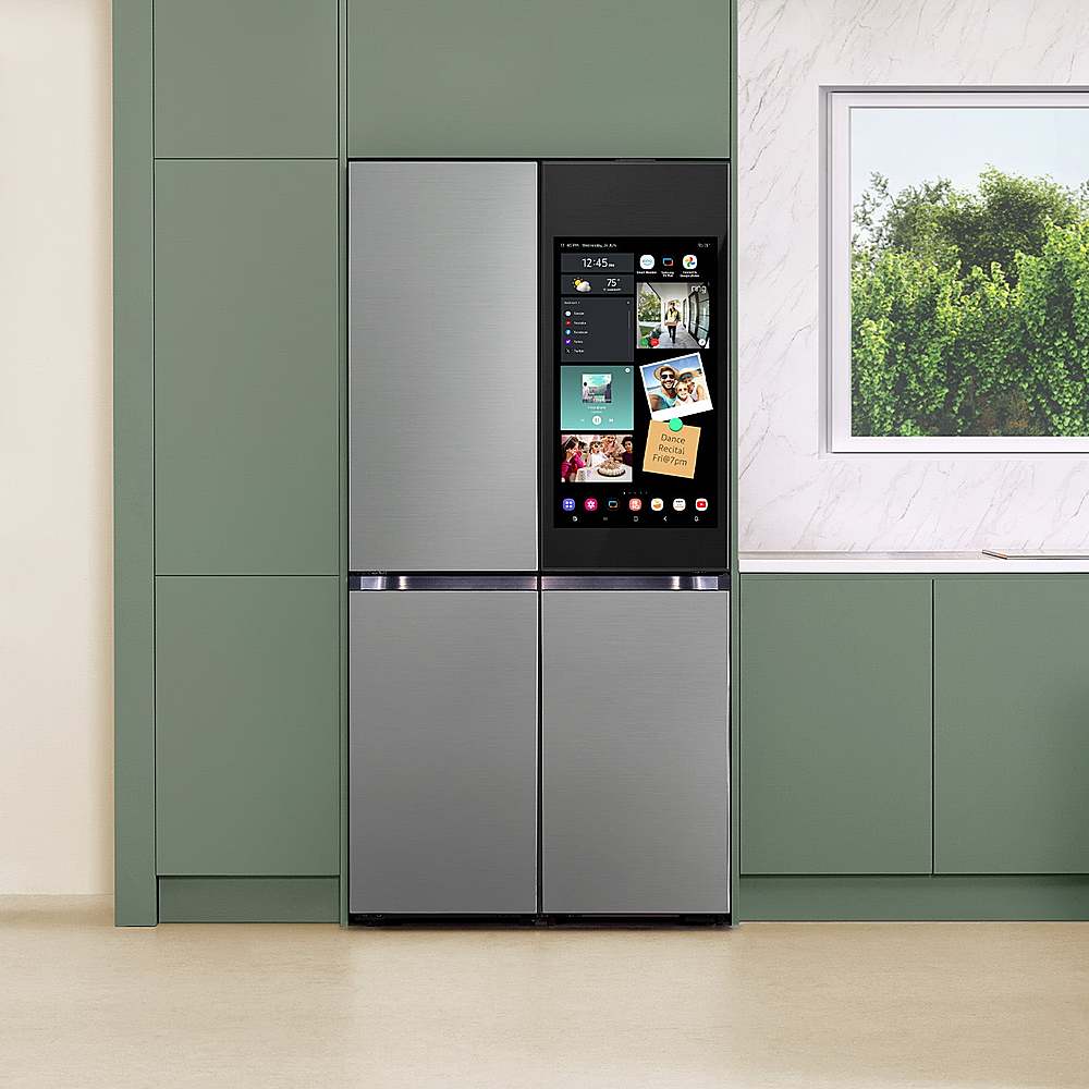 Alt View 23. Samsung - OPEN BOX Bespoke 29 Cu. Ft. 4-Door Flex French Door Smart Refrigerator with AI Family Hub+ and AI Vision Inside - Stainless Steel.