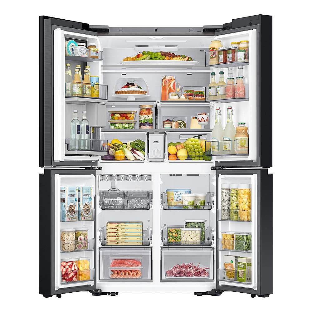 Alt View 16. Samsung - OPEN BOX Bespoke 23 Cu. Ft. 4-Door Flex French Door Counter Depth Refrigerator with AI Family Hub+ and AI Vision Inside - White Glass.