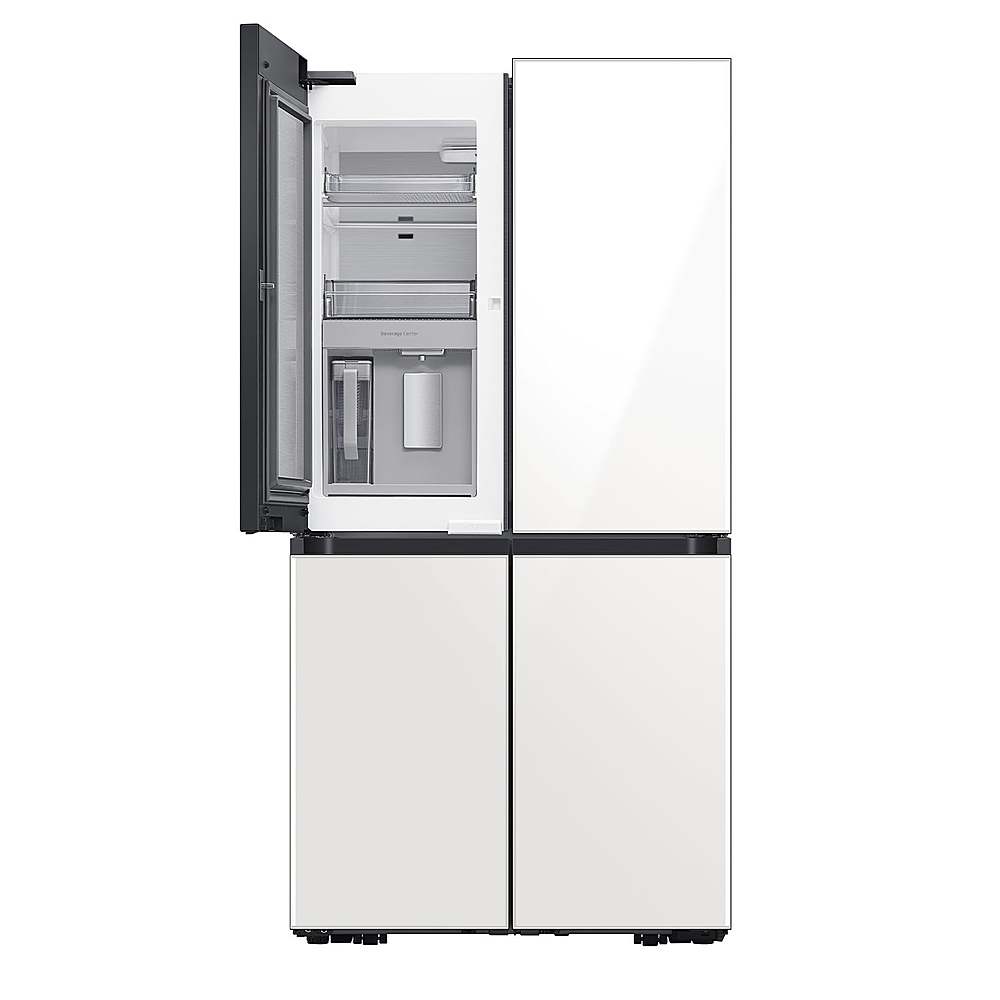 Alt View 11. Samsung - OPEN BOX Bespoke 23 Cu. Ft. 4-Door Flex French Door Counter Depth Refrigerator with Beverage Center - White Glass.