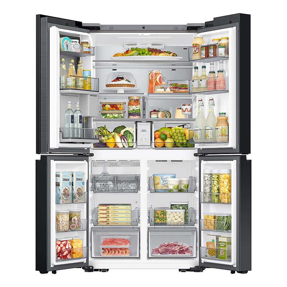 Alt View 16. Samsung - OPEN BOX Bespoke 29 Cu. Ft. 4-Door Flex French Door Smart Refrigerator with AI Family Hub+ and AI Vision Inside - White Glass.