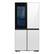 Front. Samsung - OPEN BOX Bespoke 23 Cu. Ft. 4-Door Flex French Door Counter Depth Refrigerator with Auto Open Door - White Glass.