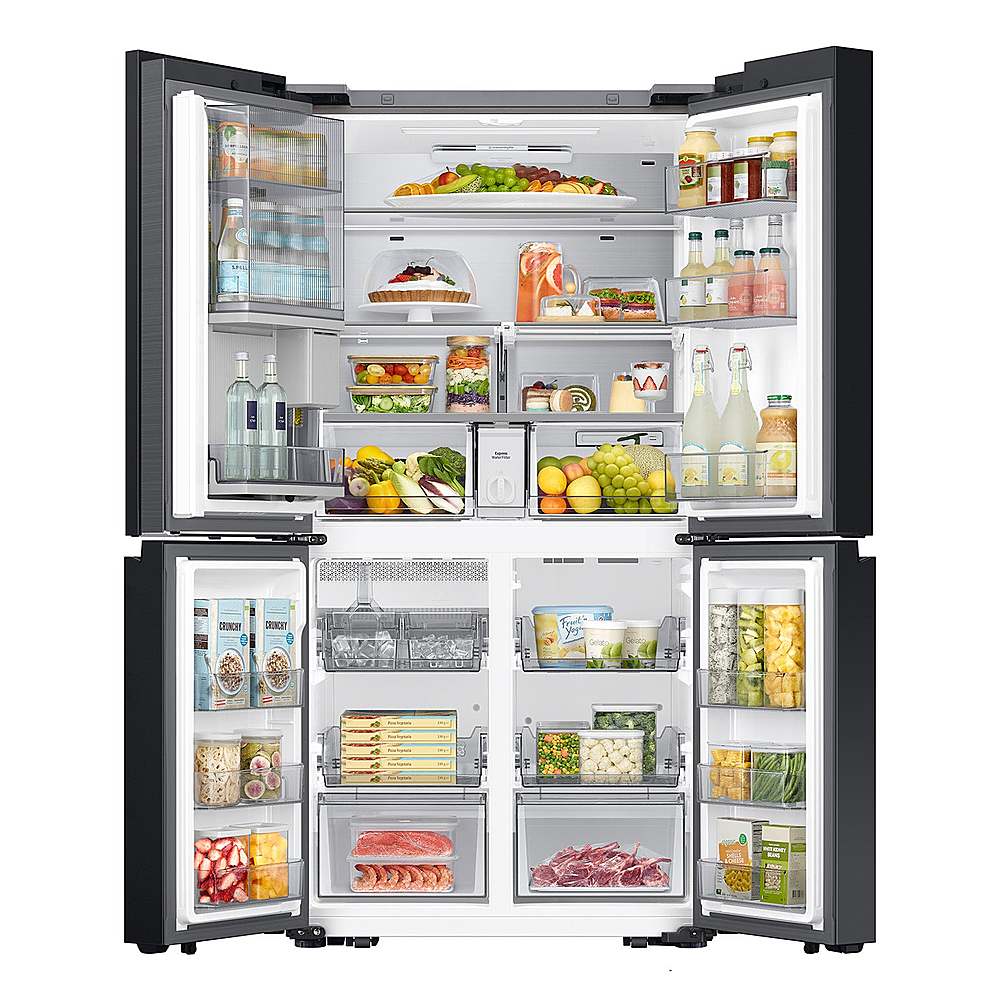 Alt View 16. Samsung - OPEN BOX Bespoke 23 Cu. Ft. 4-Door Flex French Door Counter Depth Refrigerator with Beverage Zone and Auto Open Door - White Glass.