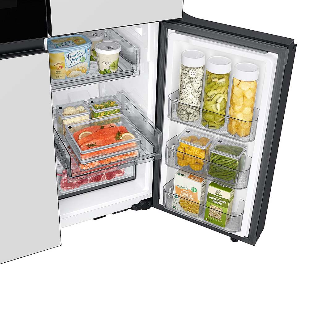 Alt View 18. Samsung - OPEN BOX Bespoke 23 Cu. Ft. 4-Door Flex French Door Counter Depth Refrigerator with Beverage Zone and Auto Open Door - White Glass.