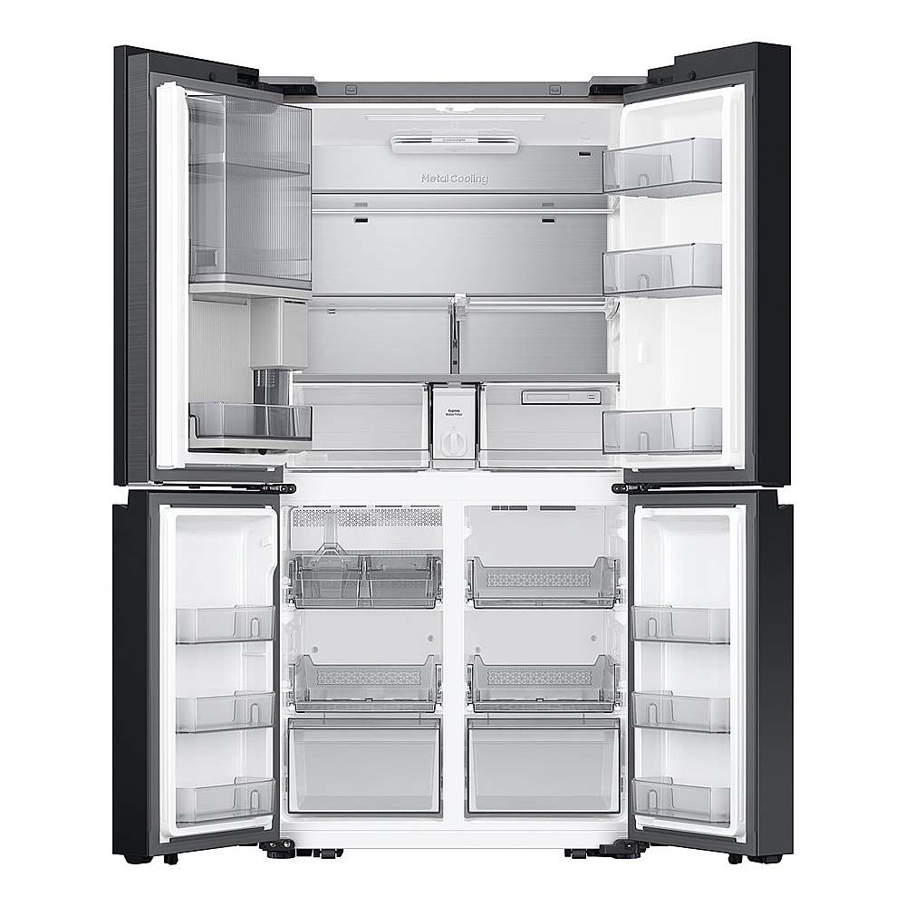 Alt View 15. Samsung - OPEN BOX Bespoke 29 Cu. Ft. 4-Door Flex French Door Refrigerator with Beverage Zone and Auto Open Door - White Glass.